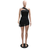 DAIIIBABYYY  -  Sexy Bodycon Dresses for Women One Shoulder Sleeveless Transparent Mini Length Elegant Ladies Evening Night Club Vestidos Mujer