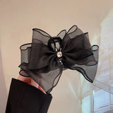 Daiiibabyyy  Fashion Tulle Big Bow Hair Claw Clips for Women Elegant Bowknot Hairpin Ponytail Clip Sweet Headdress Hair Accessories