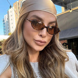 DAIIIBABYYY  -  Sexy Small Oval Leopard Sunglasses Women Lovely Ins No Makeup Plain Glasses Frame Men Eyewear Cute Decorative Computer Glasses