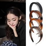 Daiiibabyyy  Leopard Print Wide Tooth Hair Headband Teeth for Women Non Slip Resin Hair Hoop Styling Hair Accessories for Thick Thin Hair