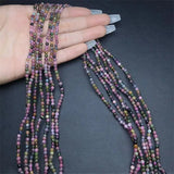 DAIIIBABYYY  -  3MM Natural Tourmaline Triple Circle Bracelet Women Healing Gemstone Crystal Strand Lovers Jewelry Gift 1PCS