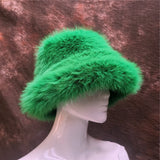 Daiiibabyyy  New autumn and winter plush imitation fox fur basin hat ski hat fisherman hat warm fur furry imitation fur women's hat