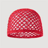 Daiiibabyyy  Women Breathable Mesh Cotton Hat Thin Solid Color Hollow Out Handmade Hat Versatile Fashion Crochet Cap for Spring Summer