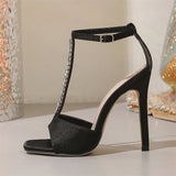 Daiiibabyyy  Summer Fashion Crystal Diamond  Sandals Women Buckle Strap Stiletto Thin Heels Female Shoes Party Dress Pumps