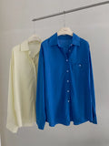 DAIIIBABYYY  -  Shirt Loose Silhouette Lazy Style Top Early Spring Simple Layered Blue Shirt for Women