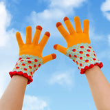 Daiiibabyyy  1 Pairs Ladies' Mittens Korean New Flower Kawaii Sweet Cute Versatile Knitted Gloves Thickened Velvet Warm Soft  Gloves For Girl