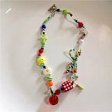 DAIIIBABYYY  -  Boho Acrylic Resin Beaded Flower Pendant Necklace Adjustable Beach Charm Jewelry For Women Fashion Gift