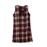 DAIIIBABYYY  -  Autumn Winter New Retro Preppy Vest Dress Christmas Style Bow Loose Medium Long Woolen Vest Skirt Women's V-neck Plaid Dress