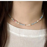 Daiiibabyyy  Fashion Natural Stone Freshwater Pearl Collar Chain Necklace for Women Elegant Stylish Handmade Beads Necklaces Jewelry Gift