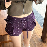 Daiiibabyyy  Y2K Hotsweet Star Printed Purple Casual Shorts Female Clothing High Waist Summer Drawstring Fashion Pockets Slim Vintage Shorts