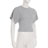 Daiiibabyyy  American Classic O Neck T Shirt Women Spring Summer Casual Slim Pullover Top Short Sleeved Street Fashion White Cropped Tee