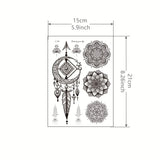 Daiiibabyyy  2pcs Black Mandala Tattoo Stickers for Girls, Black Lace Lotus Tattoo Mandala Flower Fake Jewelry Pendant Pattern