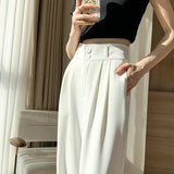 DAIIIBABYYY  -  Elegant White Wide Leg Pants Women Fashion Streetwear Black Suit Pants Summer Korean High Waist Baggy Straight Trousers