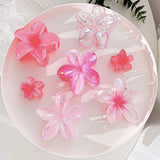 DAIIIBABYYY  -  7Pcs Fashion Gradient Colorful Flower Hair Claw Clips Women Girl Floral Crab Hair Claw Ponytail Holder Hairpin Barrette Headwear