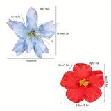 DAIIIBABYYY  -  2/4/6 pcs Hawaiian Flower Hair Clips for Women Artificial Floral Hibiscus Lily Barrettes Hairpin Accessories Vacation Beach Gift