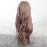 Daiiibabyyy  Long Wavy Pink Wigs With Bangs Synthetic Wigs for Women U-shaped lace Wig Suitable for Daily/Cosplay/Party/Lolita