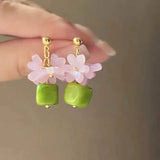 DAIIIBABYYY  -  Trendy Cute Pink Flower Resin Acrylic Plant Pendant Charmss Statement For Women Summer Holiday Party Scene Accessories Jewelry
