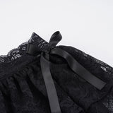 Daiiibabyyy  Sweet Solid Lace A-Line Skirts With Shorts Sexy Slim Low-Waisted Super Mini Skirts Women Summer Fashion Streetwear Ladies