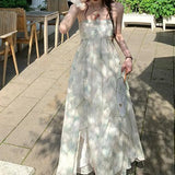 Daiiibabyyy Fashion Chiffon French Style Hot Girl Dress Tighten The Waist 2024 Spring Summer New Fashion Dress Princess Kawaii Dress
