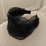 Daiiibabyyy  Spring and Summer Mesh Pleated Wide-brimmed Headband Women  New Hairpin Headband Daily Clothing Fashion Matching Head Band