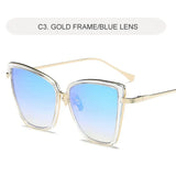 Daiiibabyyy  Retro Design Cat Eye Sunglasses Fashionable Driving Metal Frame Glasses Suitable For All Seasons Leisure Walk UV400