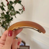 Daiiibabyyy  Fashion Elliptical Leopard Print Hair Clip PVC Arc Spring Clip Grab Clip Headwear Large Hairpin Girl