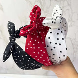 Daiiibabyyy  New Fashion Red Polka Dots Bow Headband for Women Vintage Elegant Wide Ribbon Knotted Hairband Hair Accessories