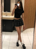DAIIIBABYYY  -  Y2K Plaid Pleated Skirts Women Harajuku Low Waist Sexy Mini Skirt Retro American Gothic Streetwear Casual Lady Slim Skirt