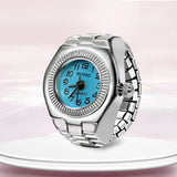 DAIIIBABYYY  -  Personalized Crystal Flower Mini Finger Watch Ring Elastic Strap Couple Rings Vintage Clock Roman Quartz Watch Ring Women Girls