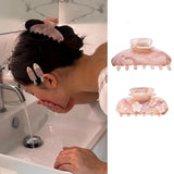 Daiiibabyyy  Large Pink Marble Acrylic Hair Claw Clip for Women Strong Hold Matte Pastel Butterfly Clamp Vintage French Barrettes for Girls