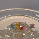 Daiiibabyyy  5 Pcs Colorful Zircon Set Earrings Set for Women Simple Geometric Sparkle Stud Earrings for Daily Commute Girl Jewelry Gift