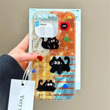 Daiiibabyyy  Apple Little Black Cat Phone Case with Same Phone Chain For iPhone 11 12 13 14 15 16 pro max