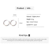Daiiibabyyy  Colorful Zircon Pleated Round Ear Buckles Fashion Personalized Simple Light Luxury High-end Hoop Earrings for Women