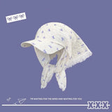 DAIIIBABYYY  -  Korean Version Bow Print Lace Strap Headscarf Hat Women's Summer French Pastoral Style Sweet Vacation Curved Brim Sun Cap