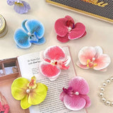 DAIIIBABYYY  -  Sweet Orchid Flower Hairpin Girl Women Summer Seaside Vacation Headwear Duckbill Clip Bohemian Hair Accessories