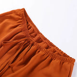 Daiiibabyyy  Casual Solid Shirt Pants Suit Women Fashion Lapel Single Breasted Loose Shirt Wide Leg Drawstring Trouser Spring Female Set