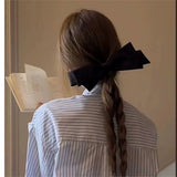 DAIIIBABYYY  -  French Style Black Satin Big Bow Hairpin New Women's Face Small Hair-Top Clip Back Head Hair Clip Headdress New