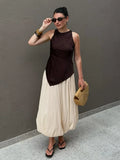 Daiiibabyyy  Loose Puff Trousers Women's See Through High Waist Patchwork Fashion Elegant Trousers Female Summer Office Lady Pants