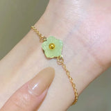 Daiiibabyyy  Sweet Metal Flower Bracelets for Women Girls Simple Gold Color Chain Petal Adjustable Bracelets Friend Jewelry Gifts