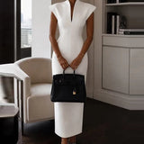 Daiiibabyyy  Sexy Deep V-neck Commute Bodycon Dress Women Fashion Cap Sleeve Cocktail Long Dress Casual Hight Waist Solid Slim Party Dresses