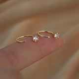 Daiiibabyyy  Luxury Top Quality Smooth Star Zircon Hoop Earrings for Women Girls Metal Chunky Sun Rhinestone Ear Buckle Punk Y2K Jewelry
