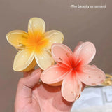 Daiiibabyyy  Bohemian Flower Hair Claw Clip For Women Sweet Floral Hair Claws Crab Clamp Barrettes Hawaiian Headwear Beach Accessories Girl