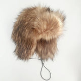 Daiiibabyyy  Imitation Raccoon Fur Thunderbolt Hats Women Winter Padded Thickened Ear Protection Caps Y2K Sexy Plush Ski Cap Outdoor Riding