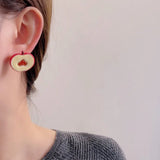 Daiiibabyyy  Autumn Winter New Winered Resin Apple Heart Simulation Fruit Hanging Dangle Earrings for Women Girls Birthday Gifts