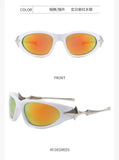 Daiiibabyyy  American Style Spicy Girl with A High-end Feel Y2K Cyberpunk Personality Sunglasses Women's Trendy Concave Shaped Sunglasses