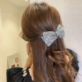 Daiiibabyyy  luxury brand Hair accessories Korean jewelry double-layer bowknot headpiece with Rhinestone spring clip sweet hair clip