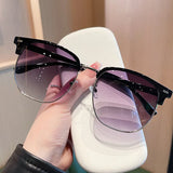 Daiiibabyyy Vintage Retro Style Women's Sunglasses Square Shape Semi-rimless Men's Glasses UV400 Protection Fashion Sun glasses for Women