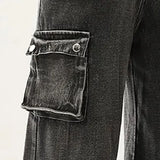 Daiiibabyyy Black American Retro Jeans Wide Leg Baggy Pants Trousers Y2k Fashion 2024 Boyfriend Loose Versatile Denim Pants Straight Jeans