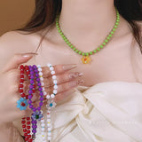 DAIIIBABYYY  -  Docona Bohemian Style Colorful Rice Bead Resin Conch Shell Starfish Necklace for Women Summer Beach Party Gift Ideas