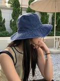 DAIIIBABYYY  -  Blue Cowboy Hiking Bucket Hats with String Men Denim Beach Sun Hat for Women Outdoor Couple Bob Panama Summer Fisherman Cap